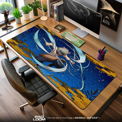 Inosuke Dual Fang Strike Mouse Pad, Demon Slayer Gaming Desk Mat