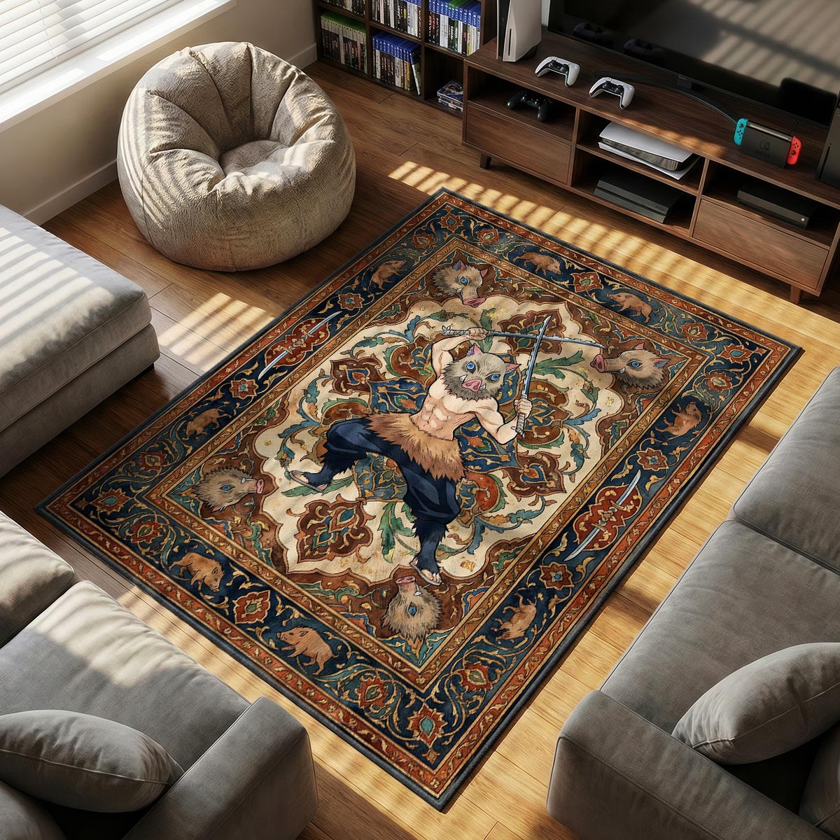 Inosuke Hashibira Beast Breathing Rug - Demon Slayer Chair Mat