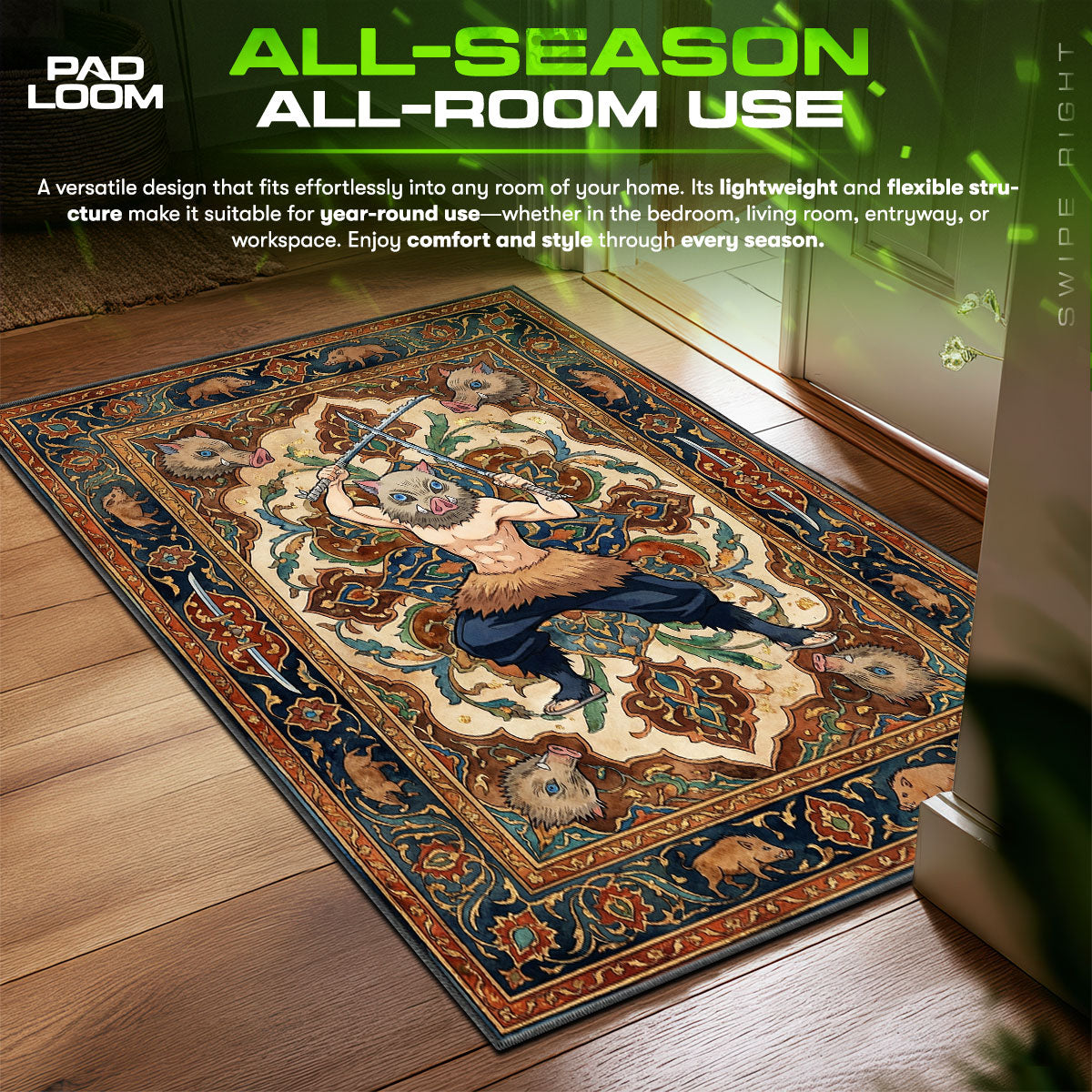 Inosuke Hashibira Beast Breathing Rug - Demon Slayer Chair Mat