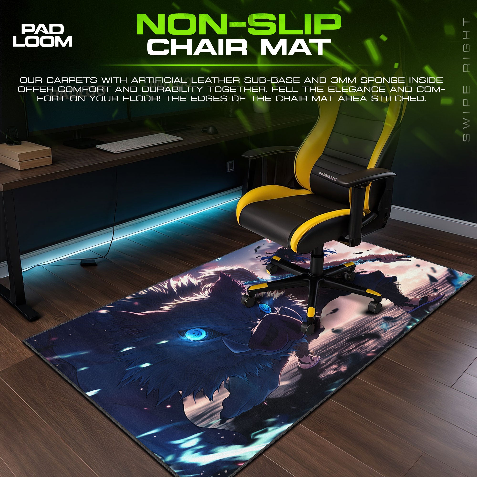 Inosuke Hashibira Twin Blades Mauspad, Anime Gaming Schreibtischmatte