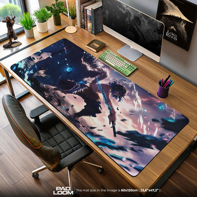 Inosuke Hashibira Twin Blades Mouse Pad, Anime Gaming Desk Mat