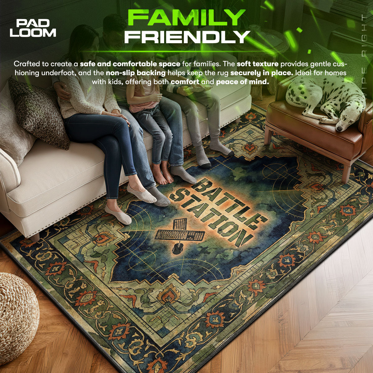Area character design printed on rug