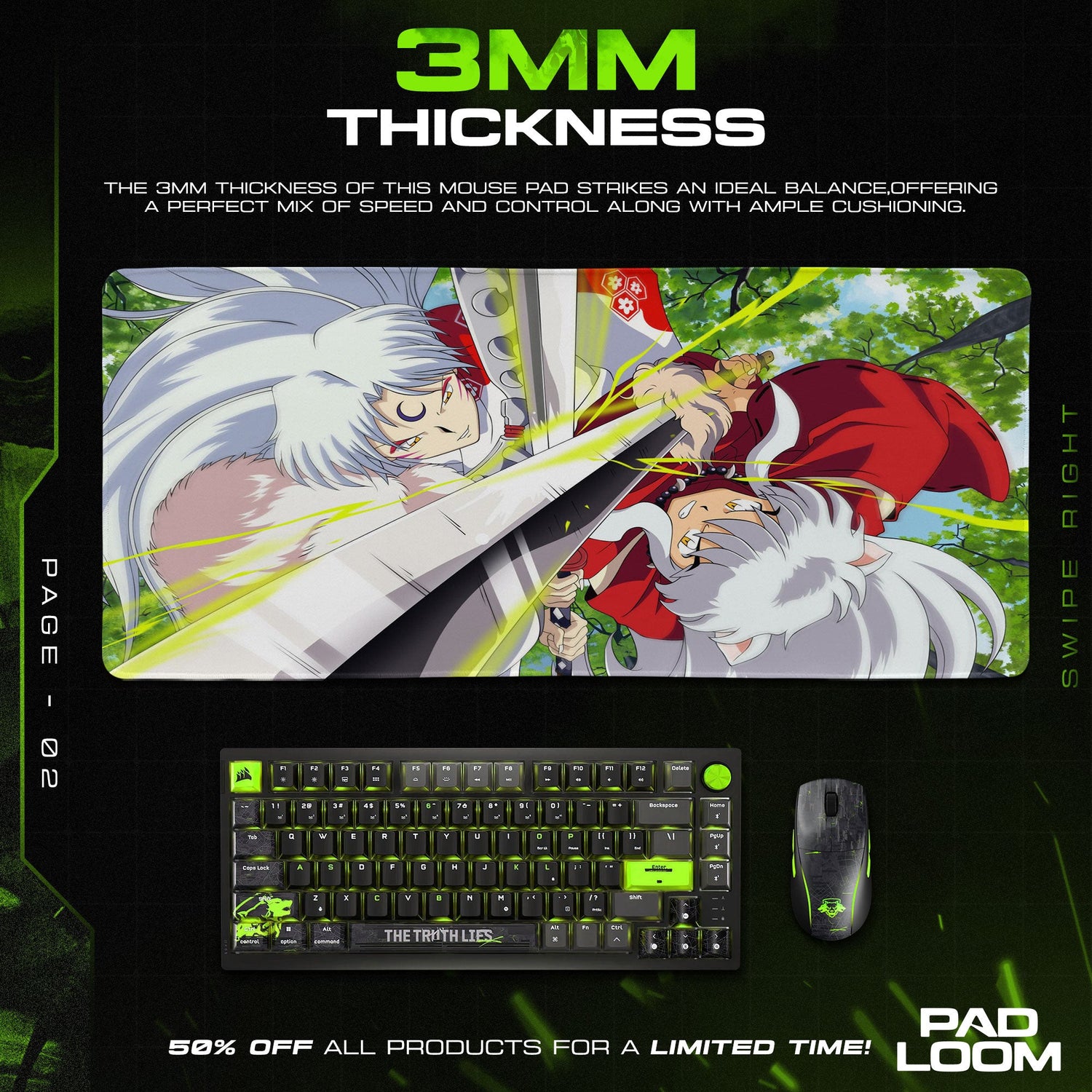 Inuyasha Brothers Duel Mouse Pad, Anime Desk Mat Padloom
