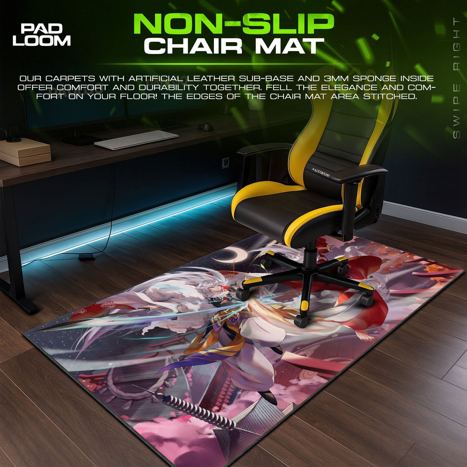 Inuyasha Moonlit Duel Mouse Pad, Anime Desk Mat Padloom