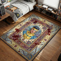 Mark Grayson beaten and bloody with broken glass and teeth traditional Persian art style movie themed area rug and home theater mat