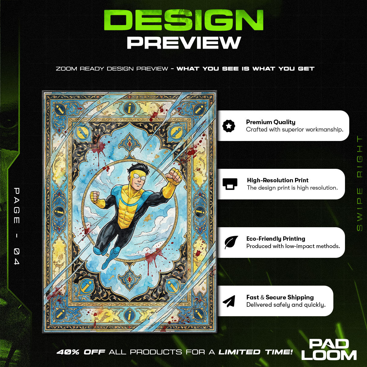 Room character design printed on rug