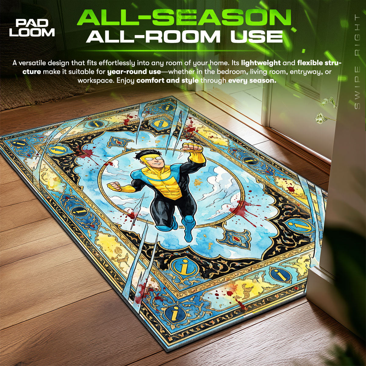 Invincible Bloody Flight Invincible Room fan rug — premium quality print