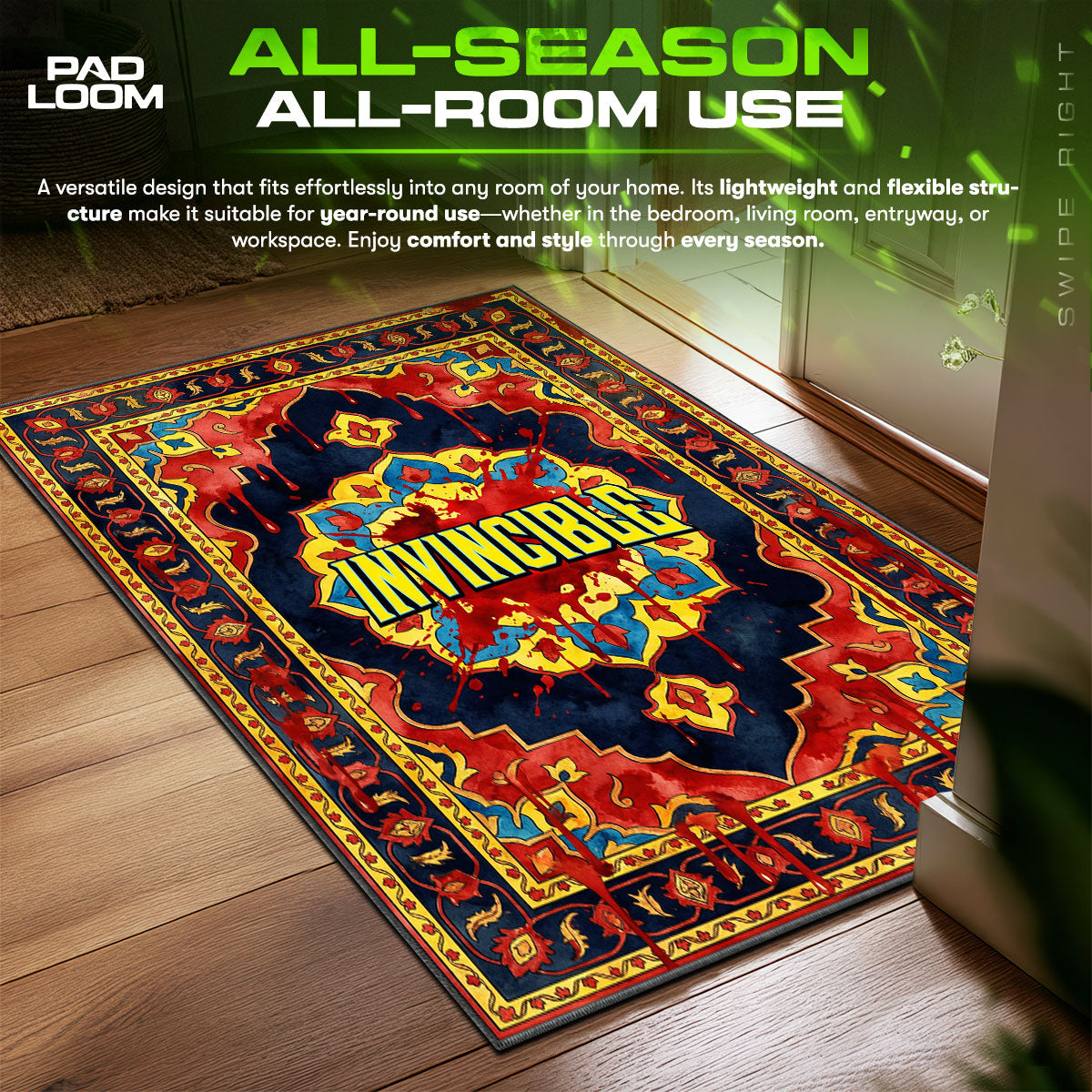 Invincible Bloody Title Card Invincible Room fan rug — premium quality print