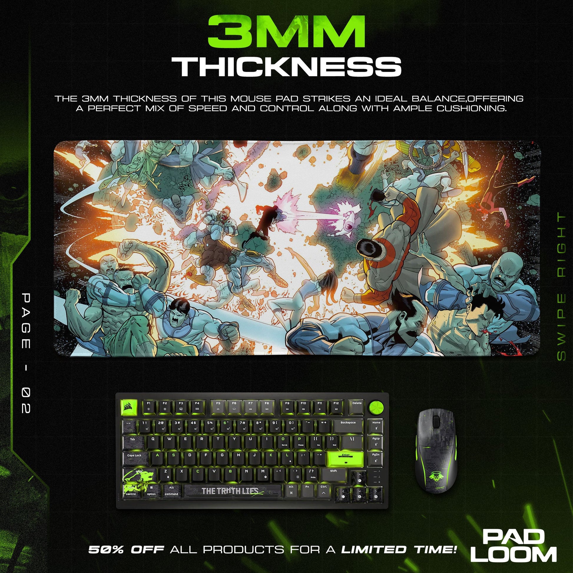 Invincible Mouse Pad - Battle of Titans Gaming Desk Mat Padloom