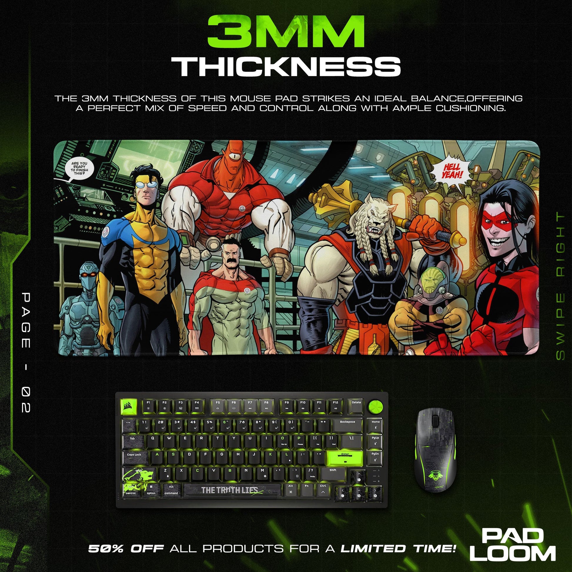 Invincible Mouse Pad - Guardians United Gaming Desk Mat Padloom