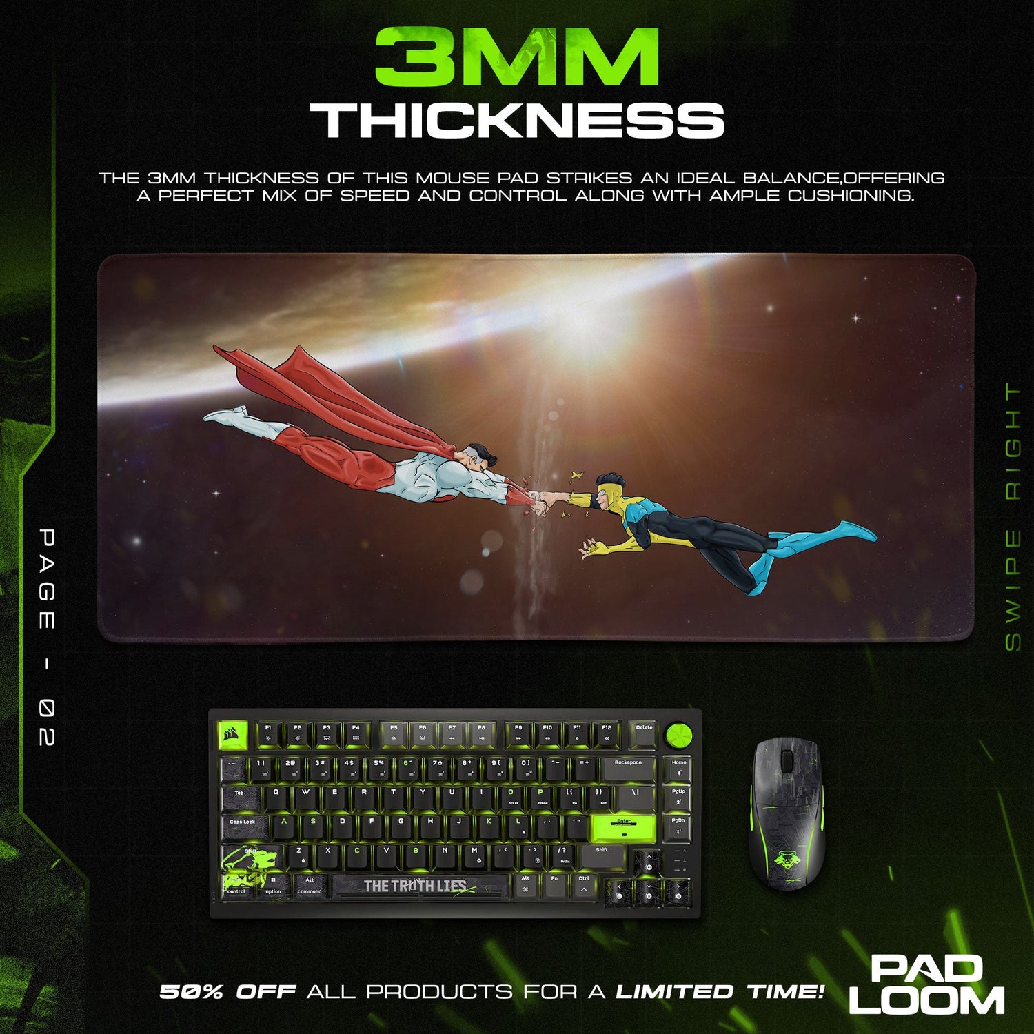 Invincible Mouse Pad, Omni-Man Showdown Gaming Desk Mat Padloom