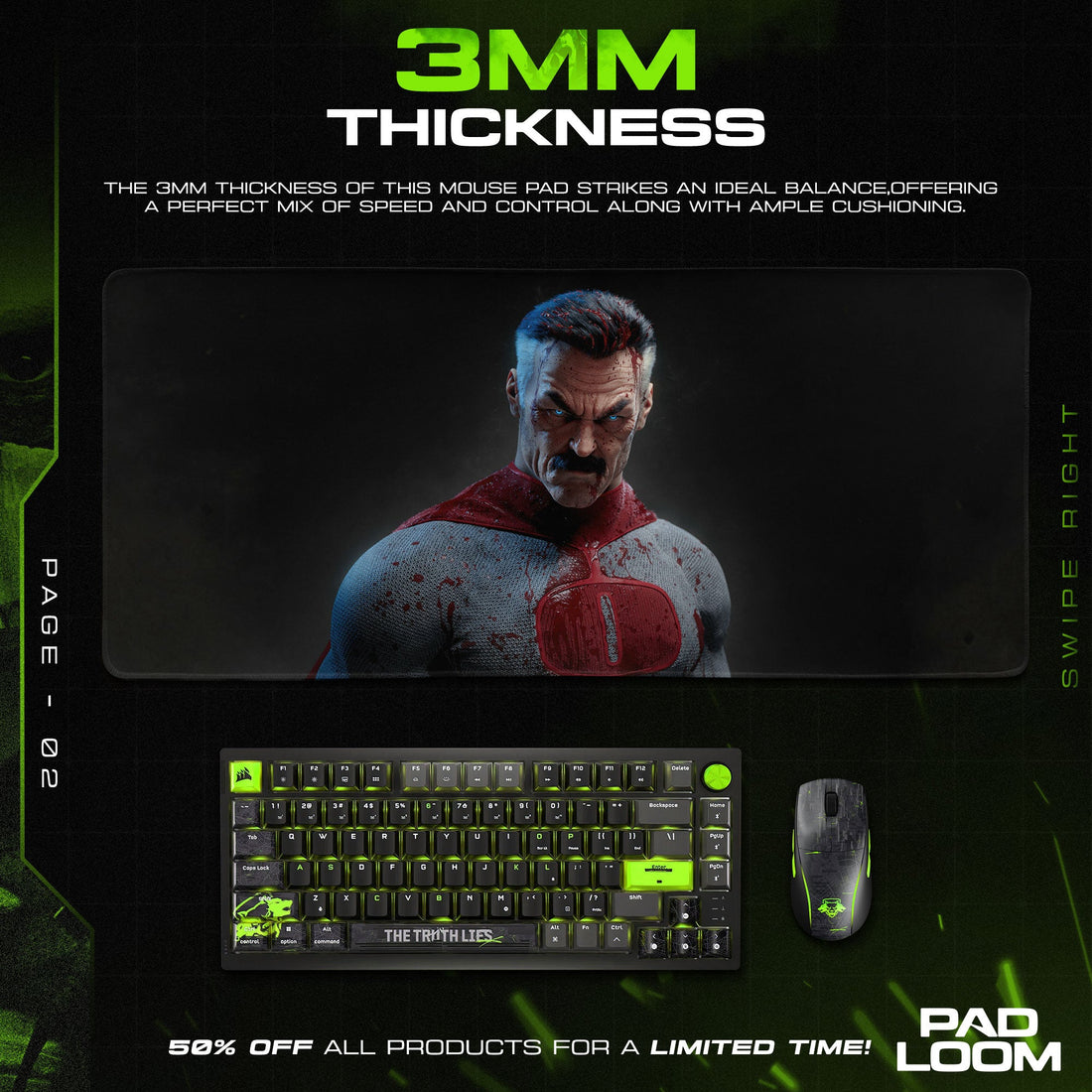 Invincible Mouse Pad - Omni Warrior Gaming Desk Mat Padloom