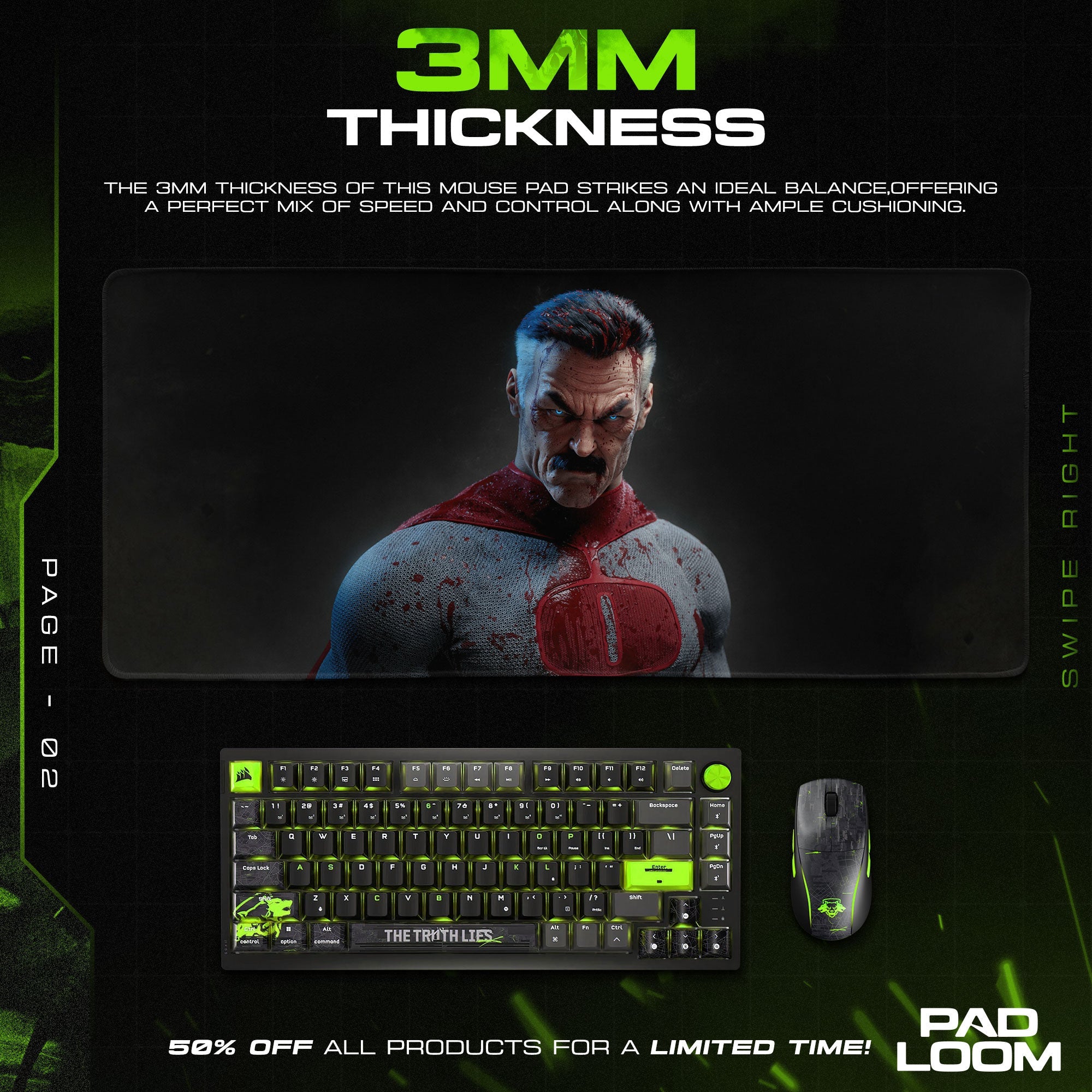 Invincible Mouse Pad - Omni Warrior Gaming Desk Mat Padloom