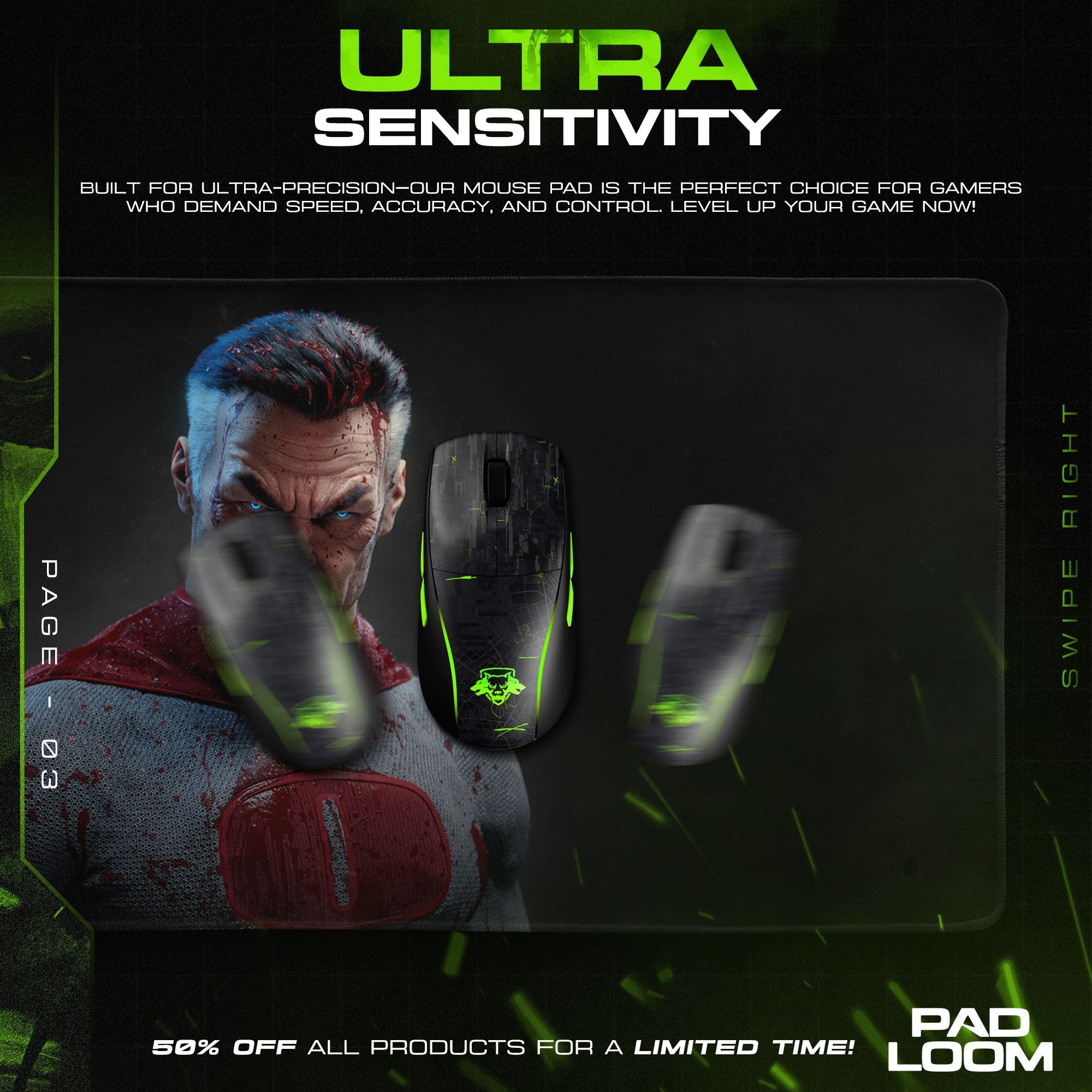 Invincible Mouse Pad - Omni Warrior Gaming Desk Mat Padloom