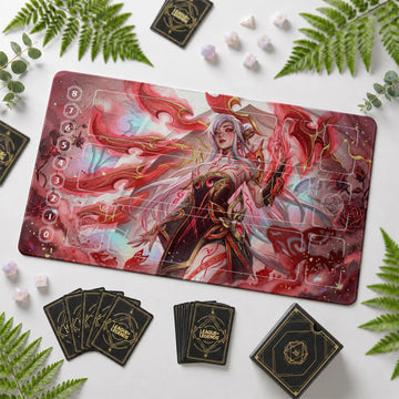 Irelia Bloodrose Riftbound TCG playmat – zone-free full-art League of Legends game mat