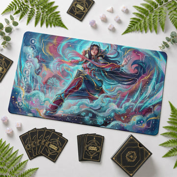Irelia Lotus Riftbound TCG playmat – zone-free full-art League of Legends game mat