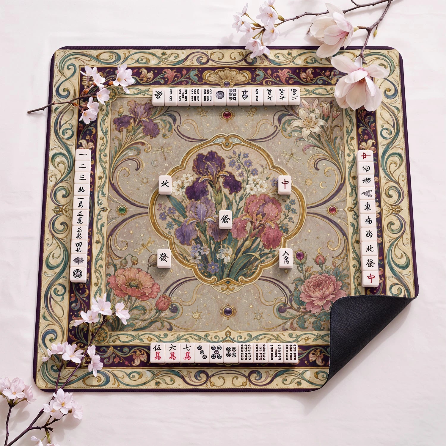 Iris Medallion Mahjong Mat - Mah Jongg Mat