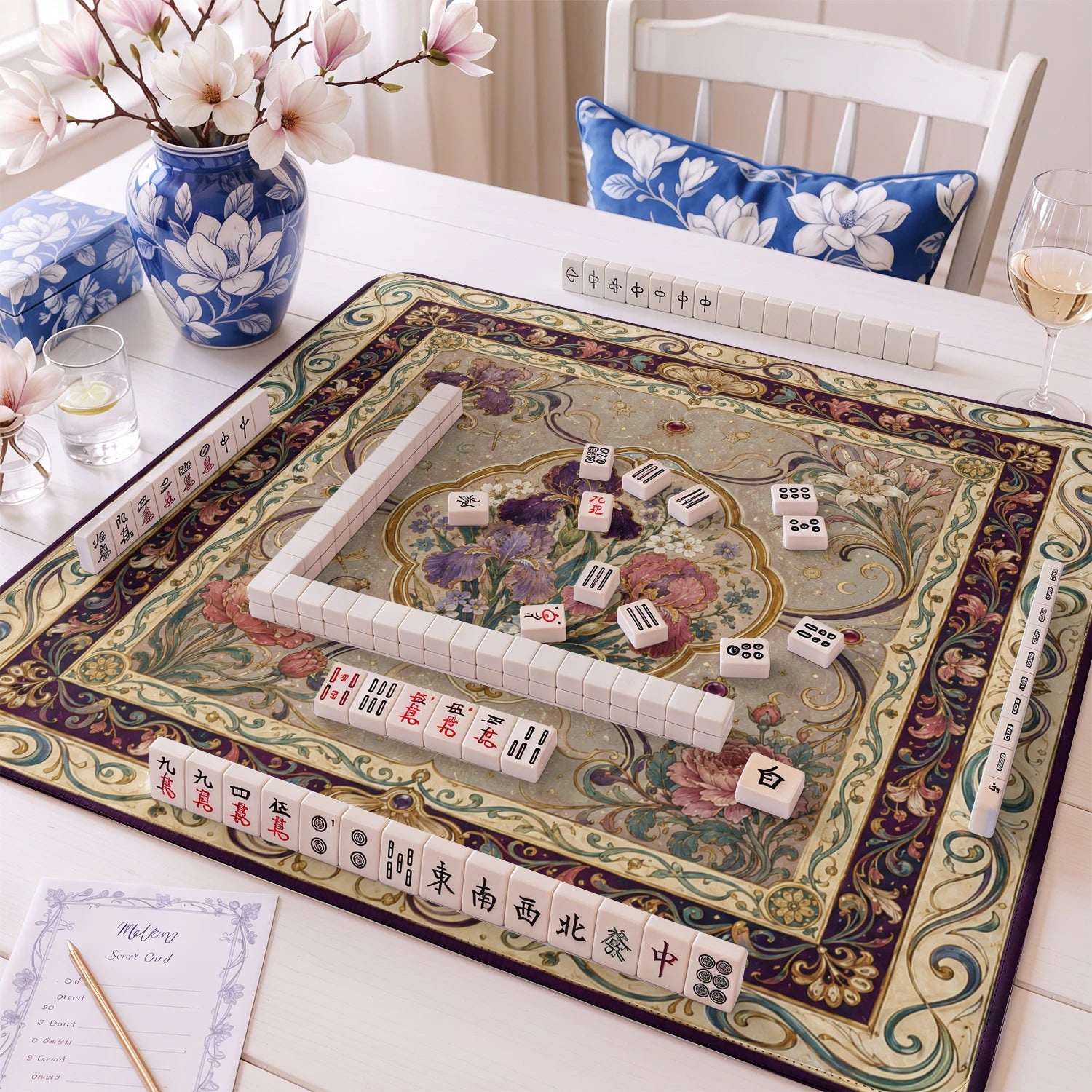 Iris Medallion Mahjong Mat - Mah Jongg Mat