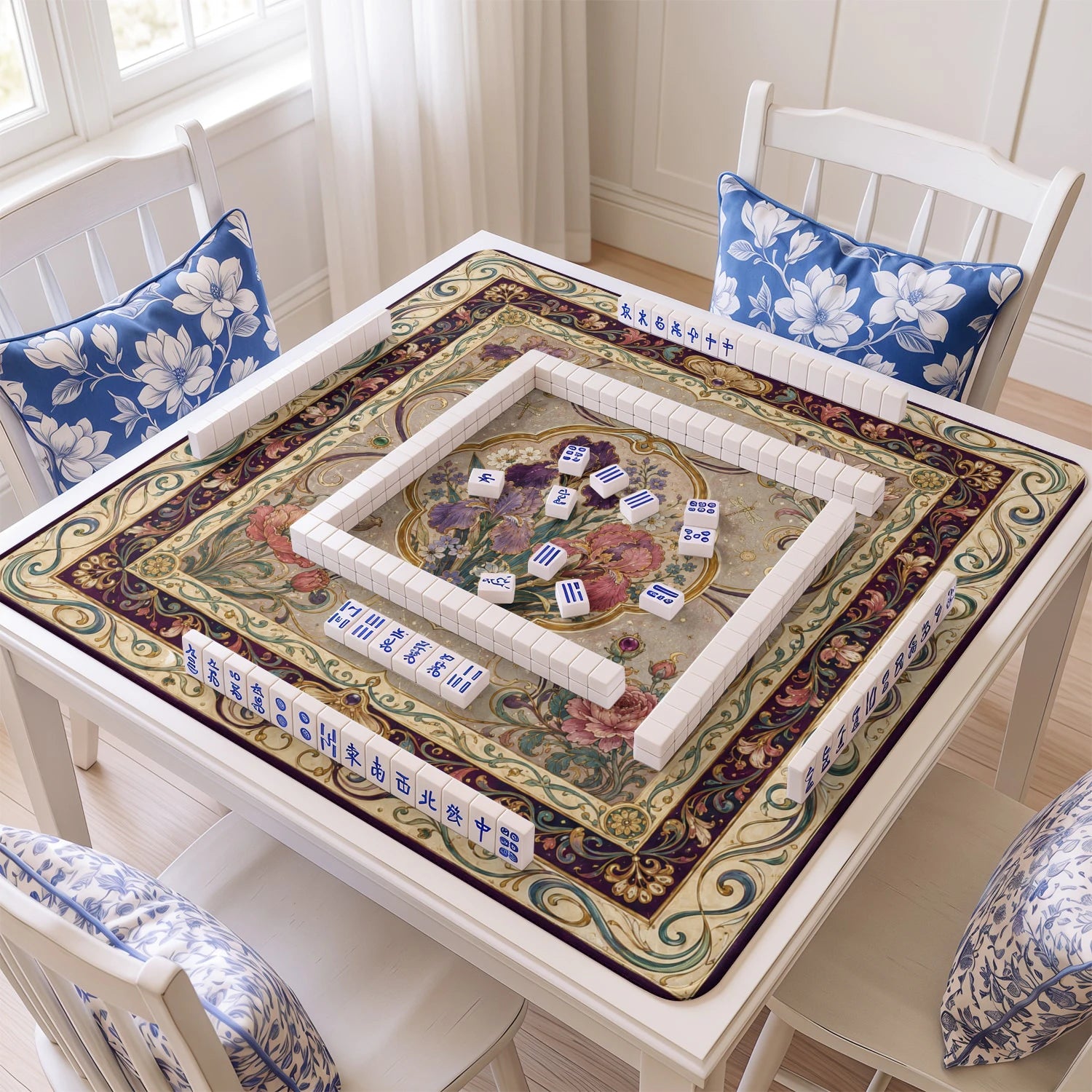 Iris Medallion Mahjong Mat - Mah Jongg Mat