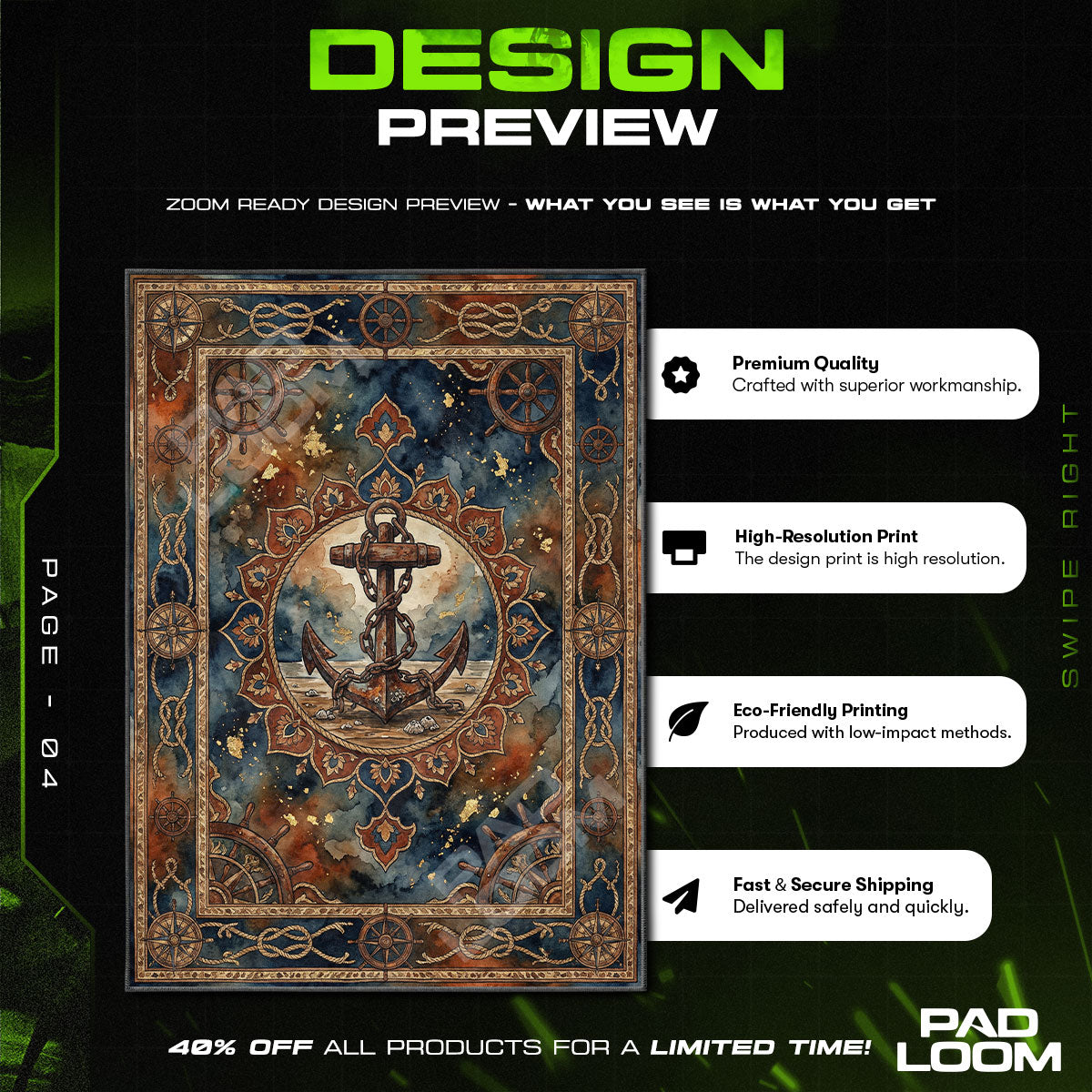 Chair character design printed on rug