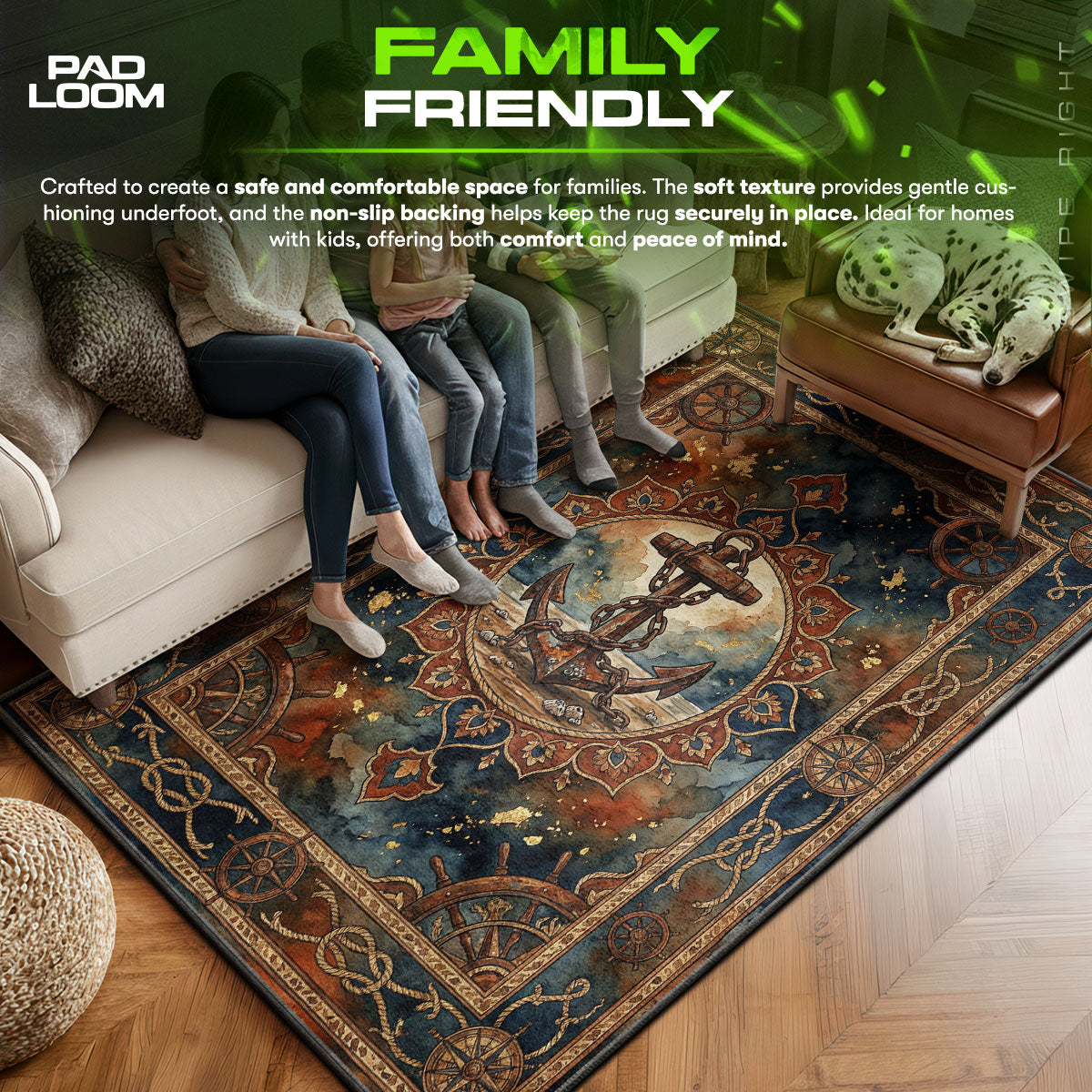 Iron area rug showing full home decor artwork