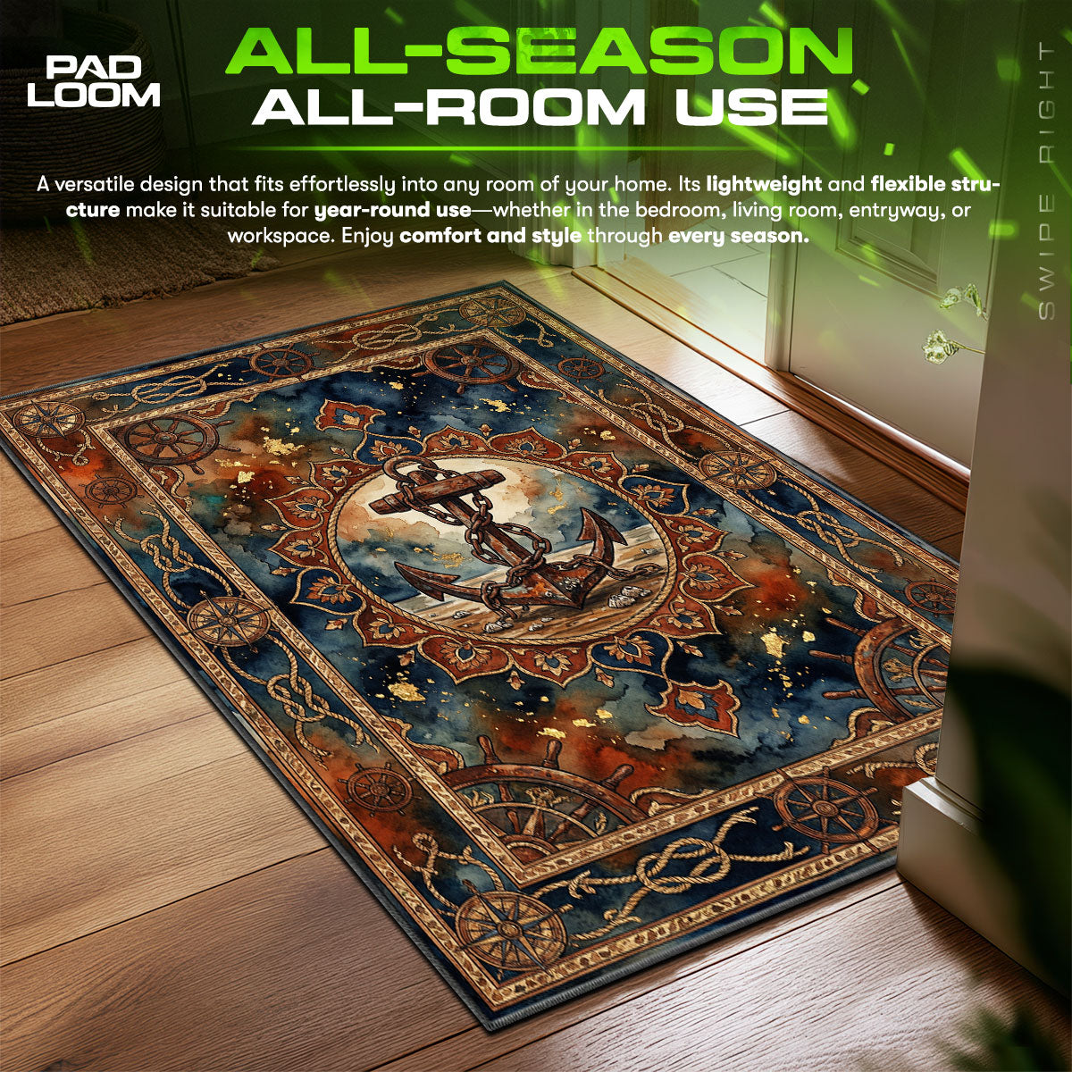 Iron Anchor Storm World Warships Chair fan rug — premium quality print
