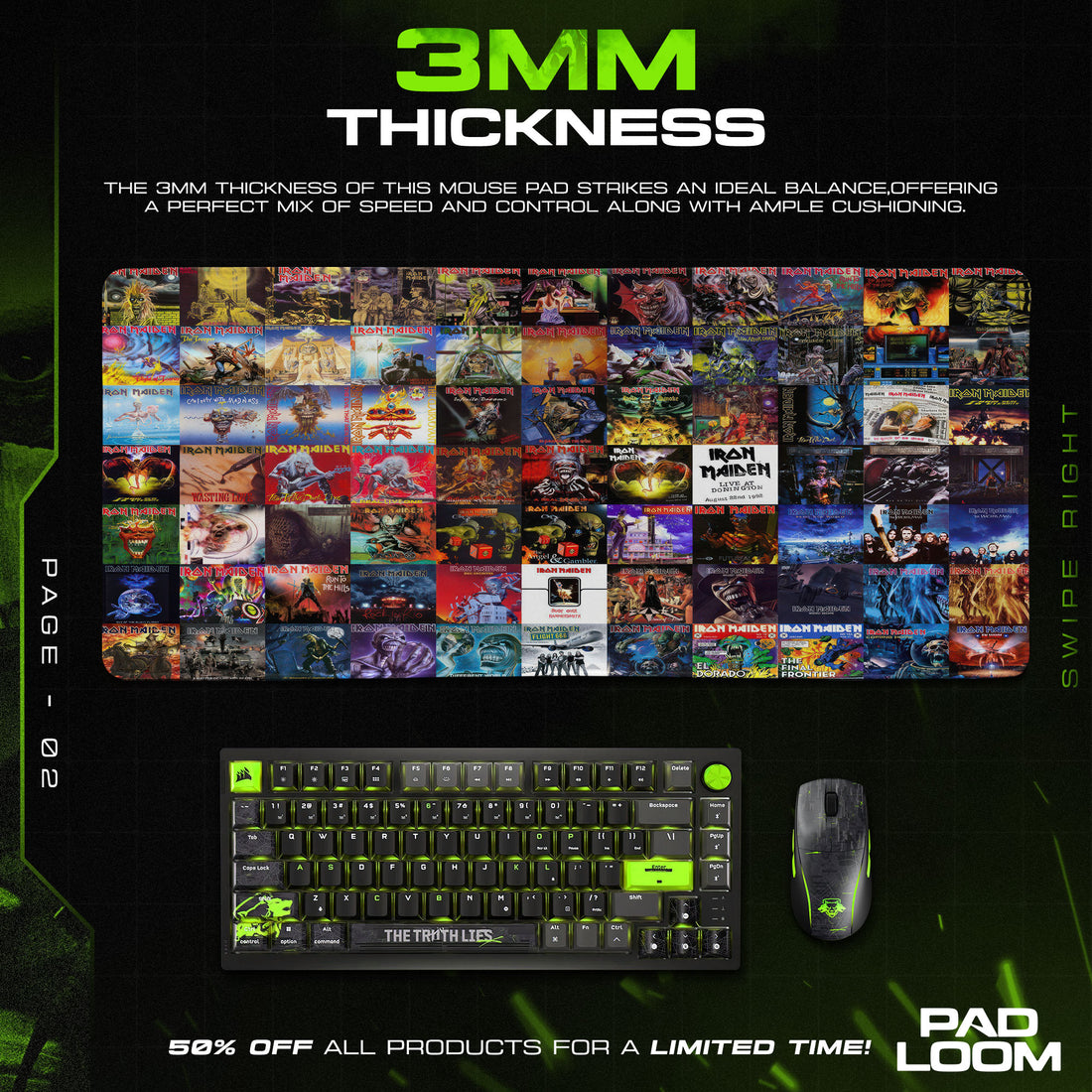 Iron Maiden Mouse Pad - Metal Album Art Desk Mat