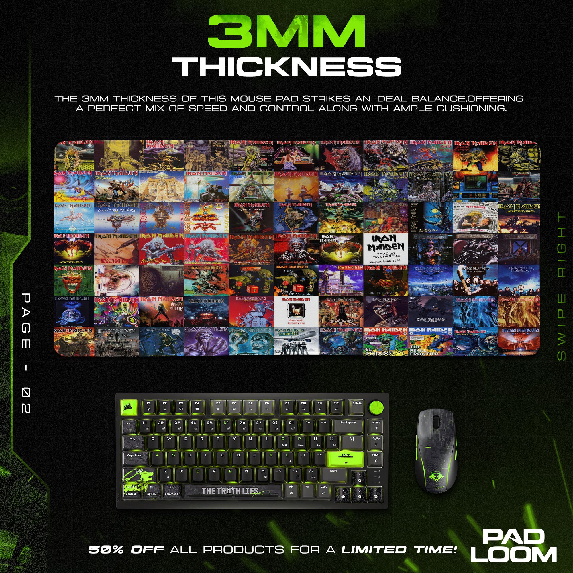 Iron Maiden Mouse Pad - Metal Album Art Desk Mat