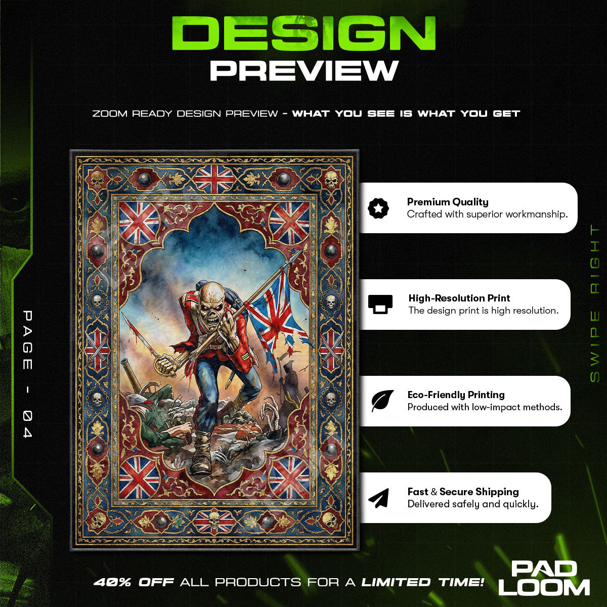 Iron Maiden Trooper Heavy Metal Area rug — main product view