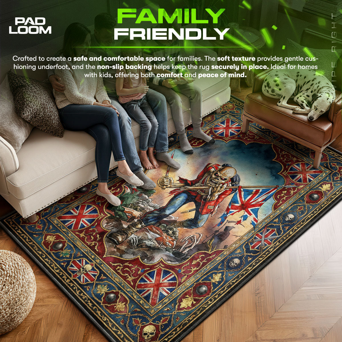 Area character design printed on rug