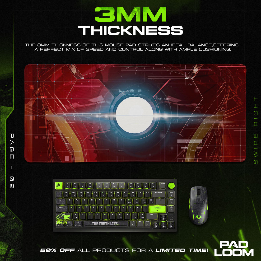 Iron Man Arc Reactor Mouse Pad, Marvel Gamer Desk Mat