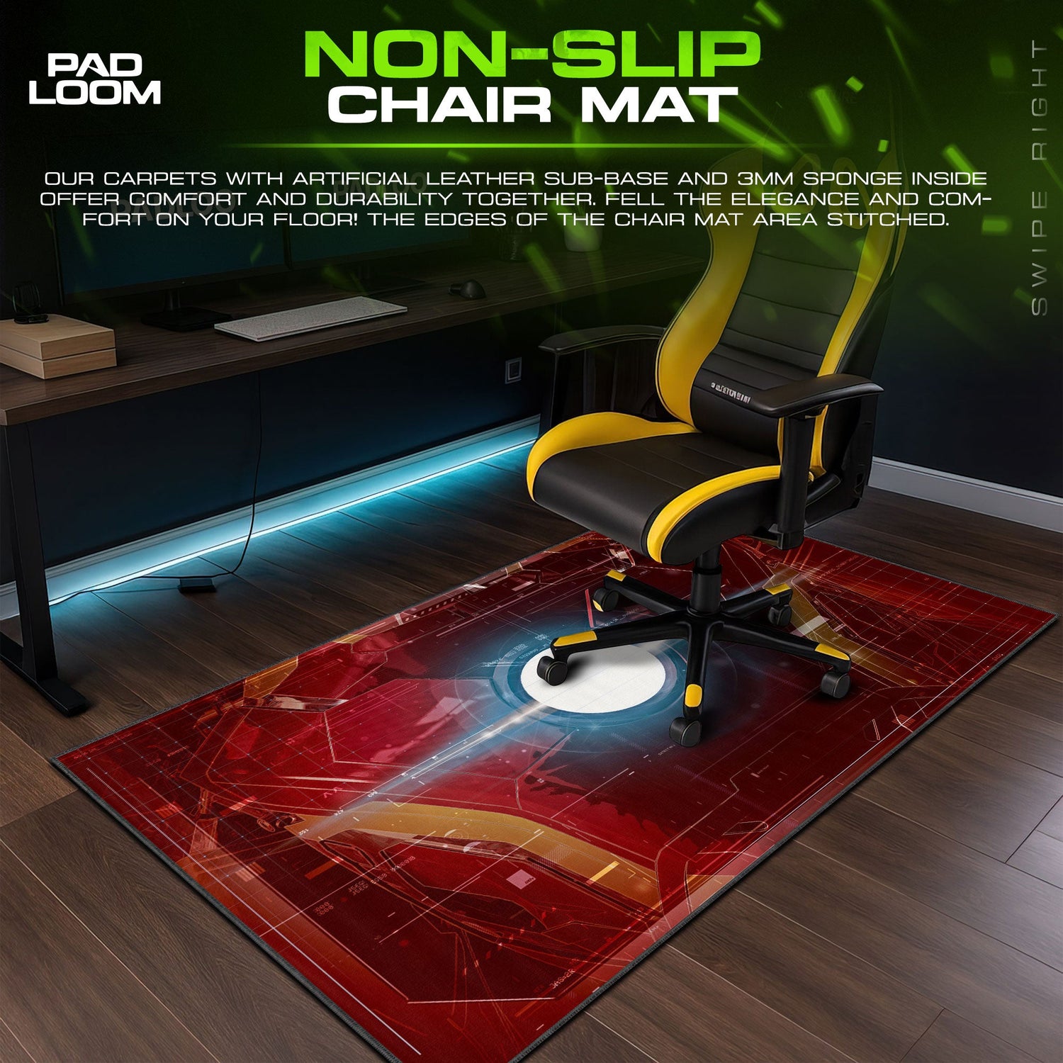 Iron Man Arc Reactor Mouse Pad, Marvel Gamer Desk Mat Padloom