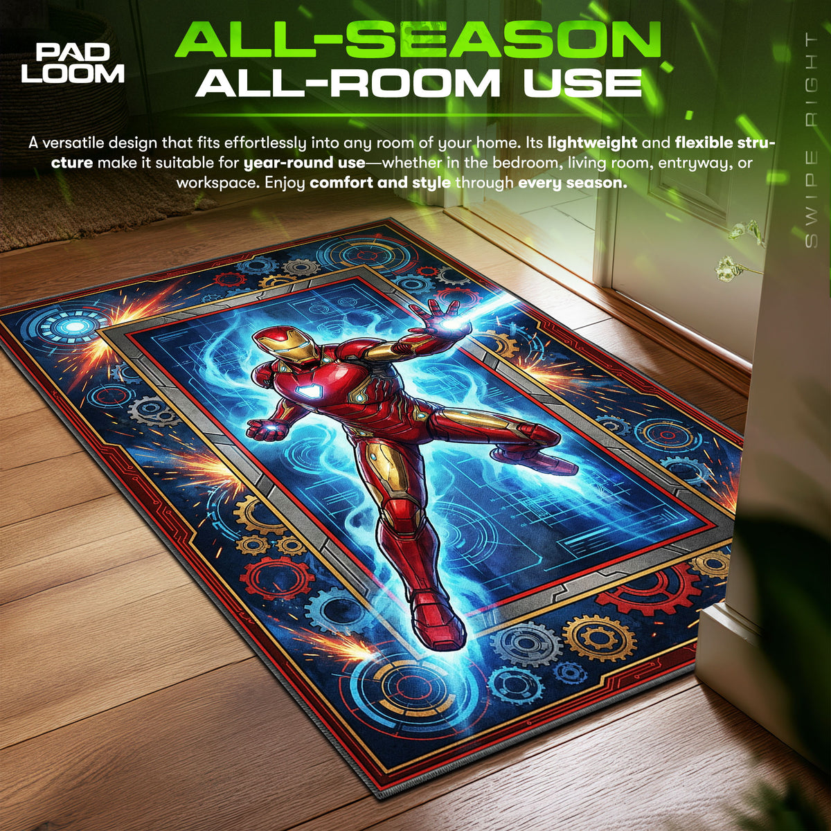 Icoon Man Rug Iron Man Tech Surge Rug - Marvel Rivals Chair Mat | Padloom