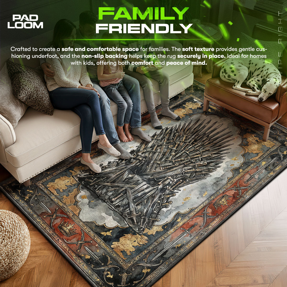 Iron area rug showing full home decor artwork