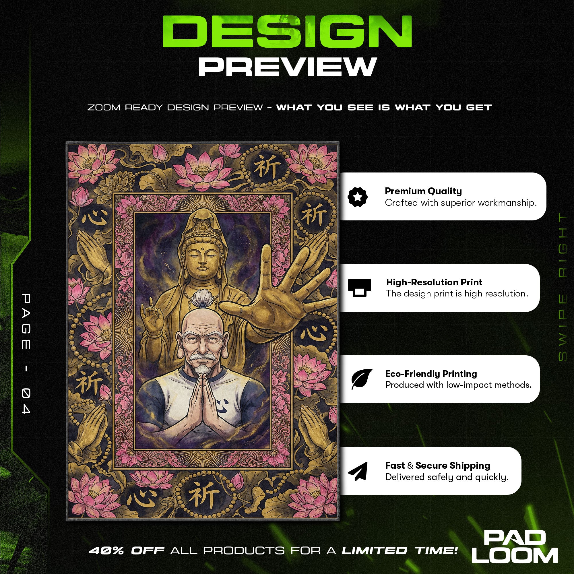 Isaac Netero 100-Type Guanyin Rug - Hunter x Hunter Chair Mat