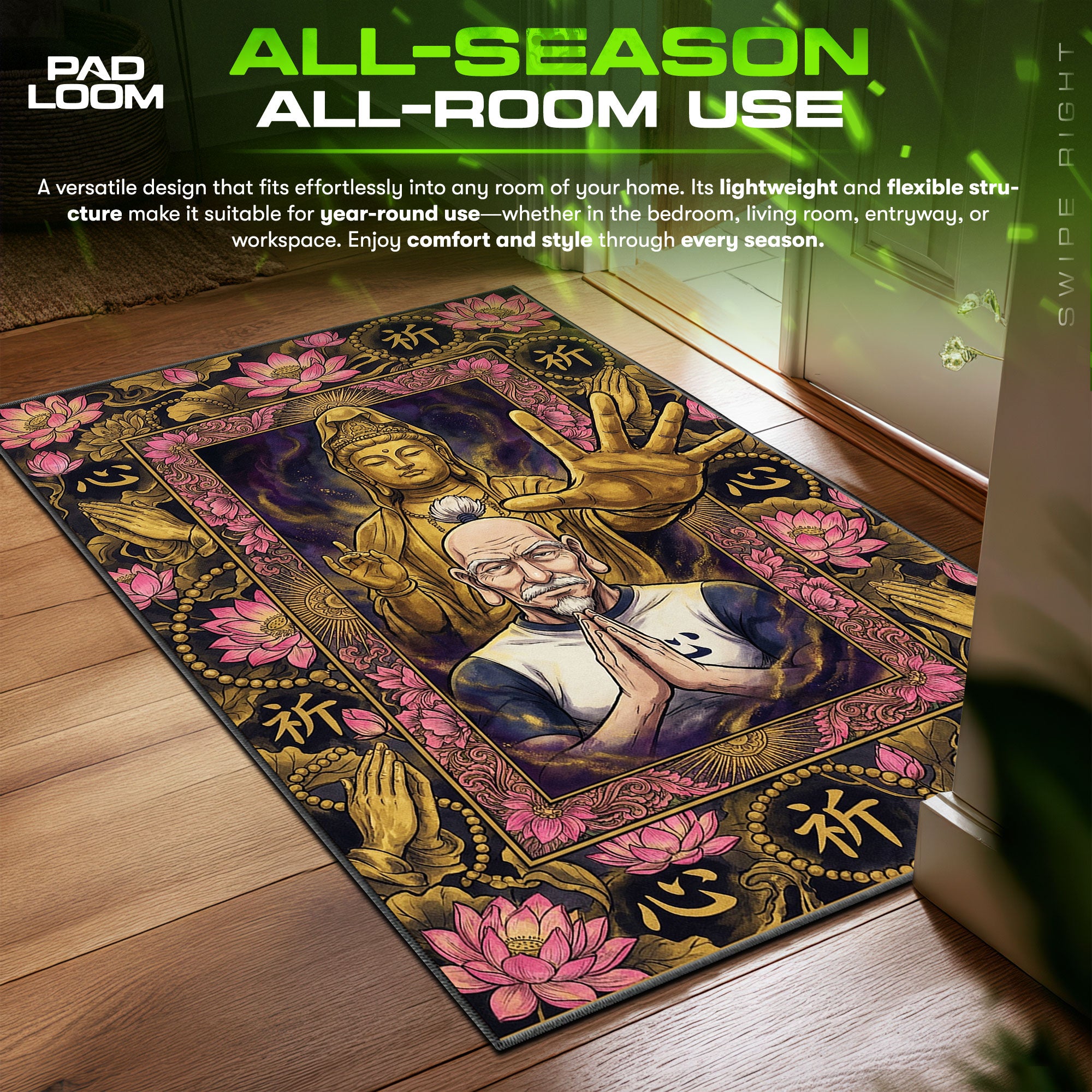 Isaac Netero 100-Type Guanyin Rug - Hunter x Hunter Chair Mat