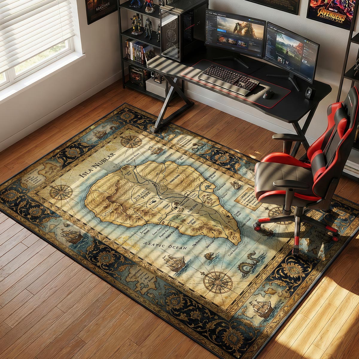 Isla Nublar Map Jurassic Park Room rug — main product view