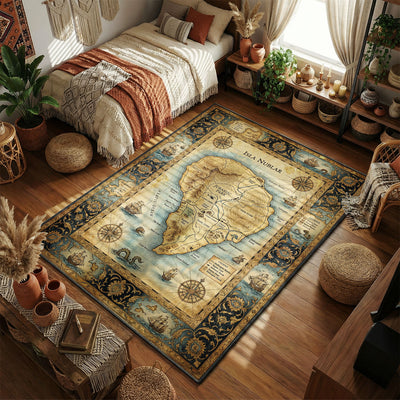 Isla Nublar Vintage Map Rug - Jurassic Park Room Mat