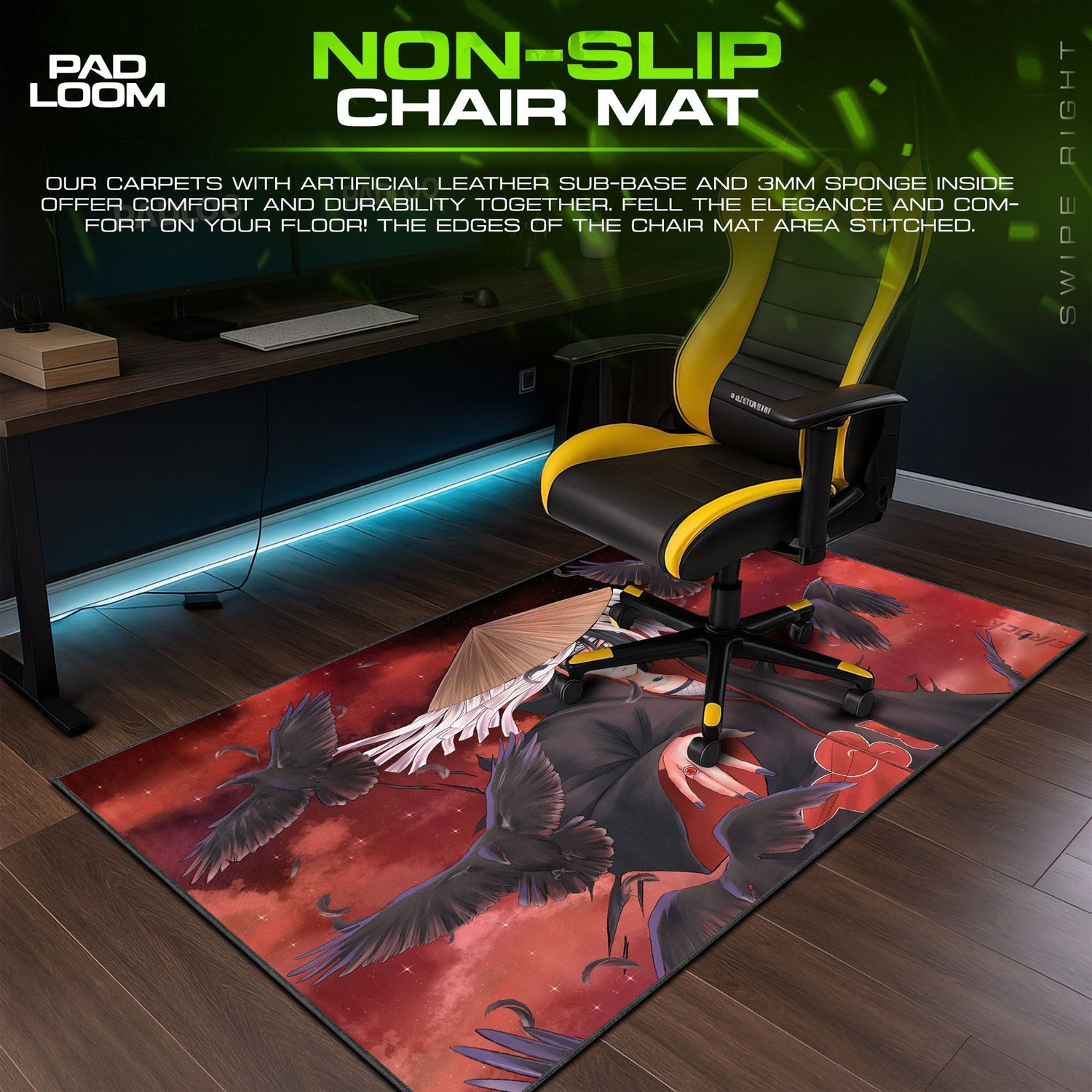 Itachi Crow Cloak Mouse Pad, Naruto Anime Desk Mat Padloom