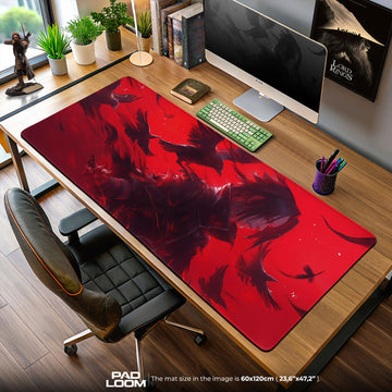Itachi Crow Rotes Mauspad, Anime Ninja Gaming Schreibtischmatte