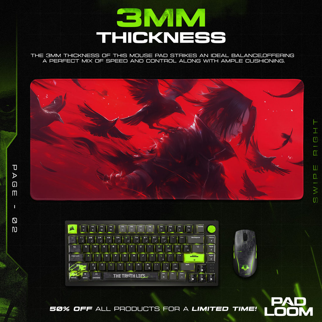 Itachi Crow Red Mouse Pad, Anime Ninja Gaming Desk Mat