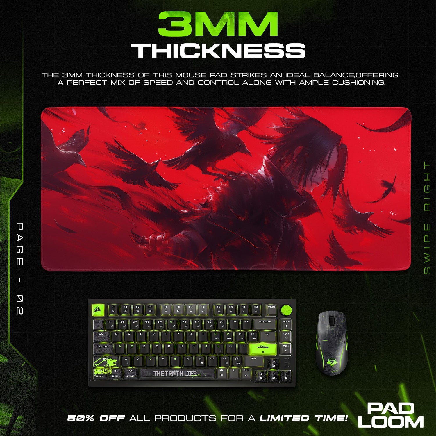 Itachi Crow Red Mouse Pad, Anime Ninja Gaming Desk Mat Padloom