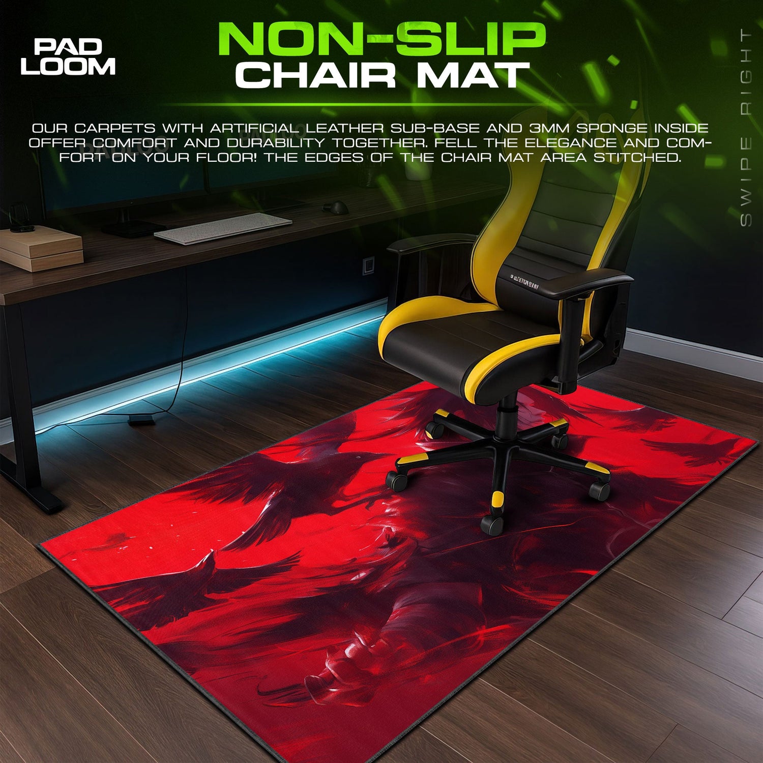 Itachi Crow Red Mouse Pad, Anime Ninja Gaming Desk Mat Padloom