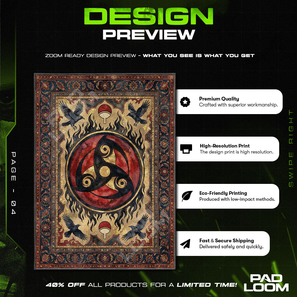 Itachi Mangekyou Teppich - Naruto Shippuden Stuhlunterlage