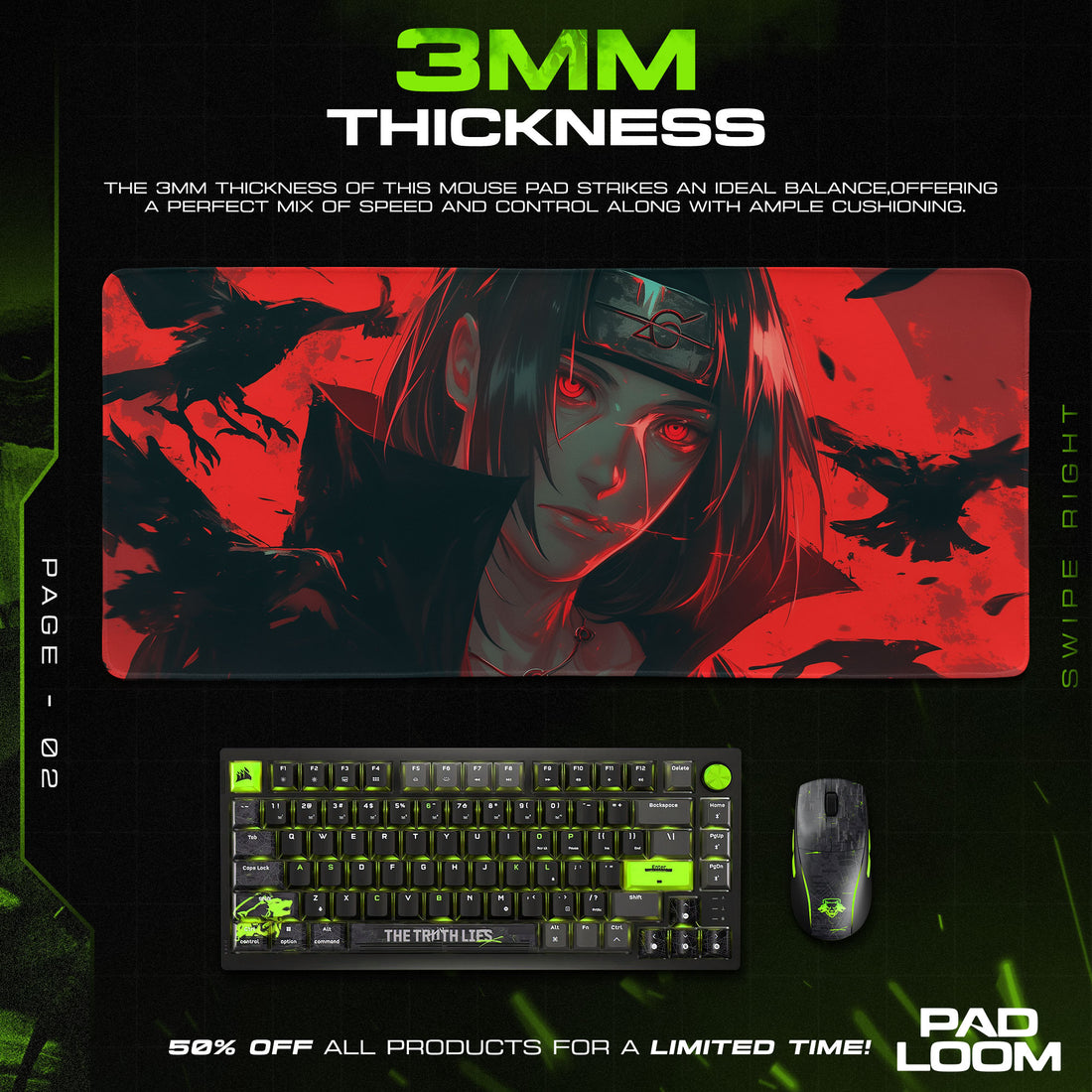 Itachi Red Gaze Mouse Pad, Naruto Anime Desk Mat