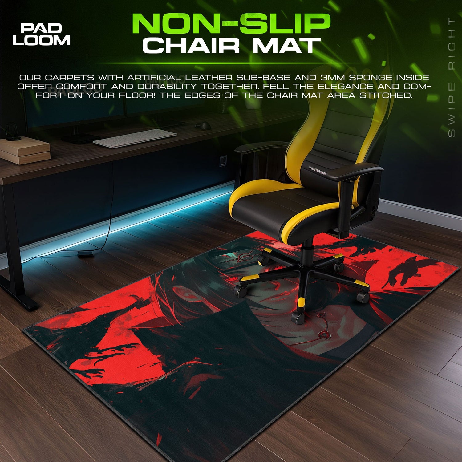 Itachi Red Gaze Mouse Pad, Naruto Anime Desk Mat Padloom