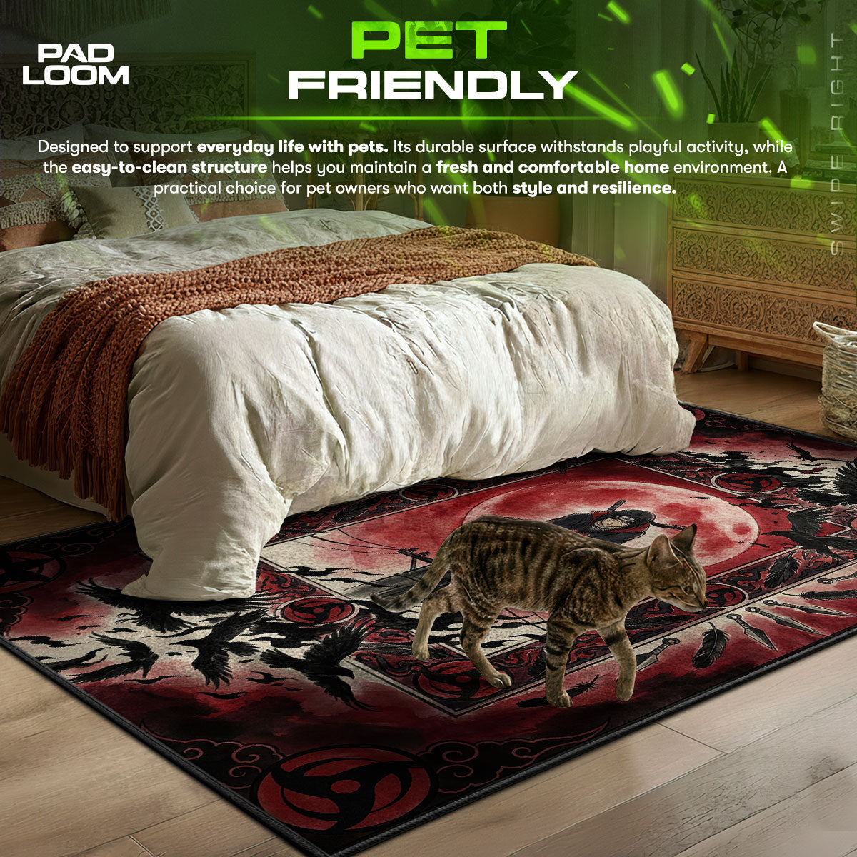 Itachi Uchiha Roter Mond Krähen Teppich - Naruto Shippuden Stuhlunterlage