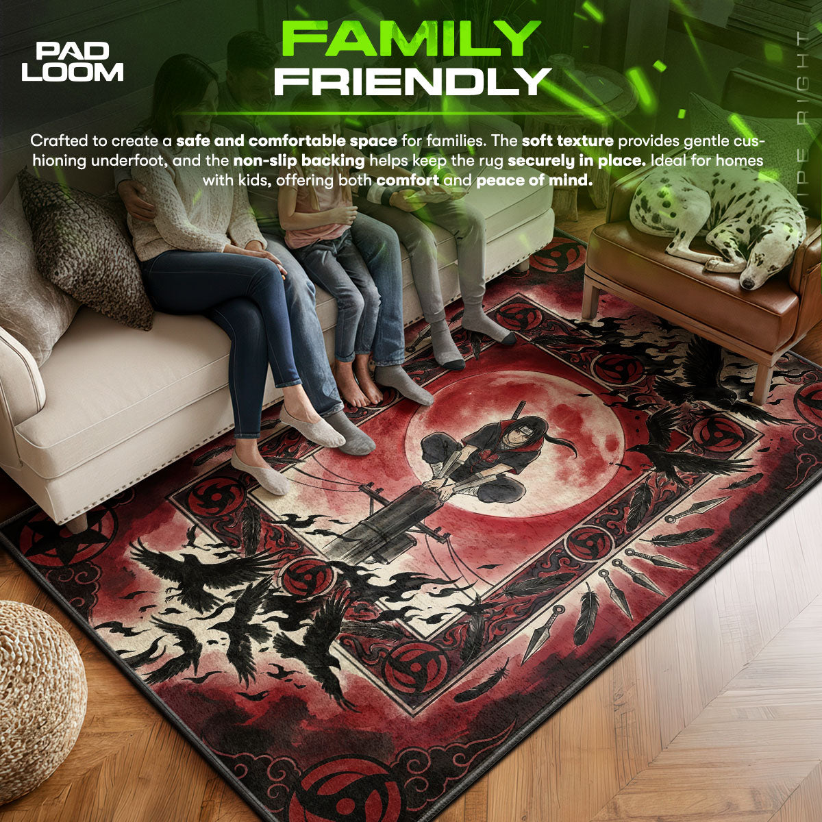 Itachi Uchiha Roter Mond Krähen Teppich - Naruto Shippuden Stuhlunterlage