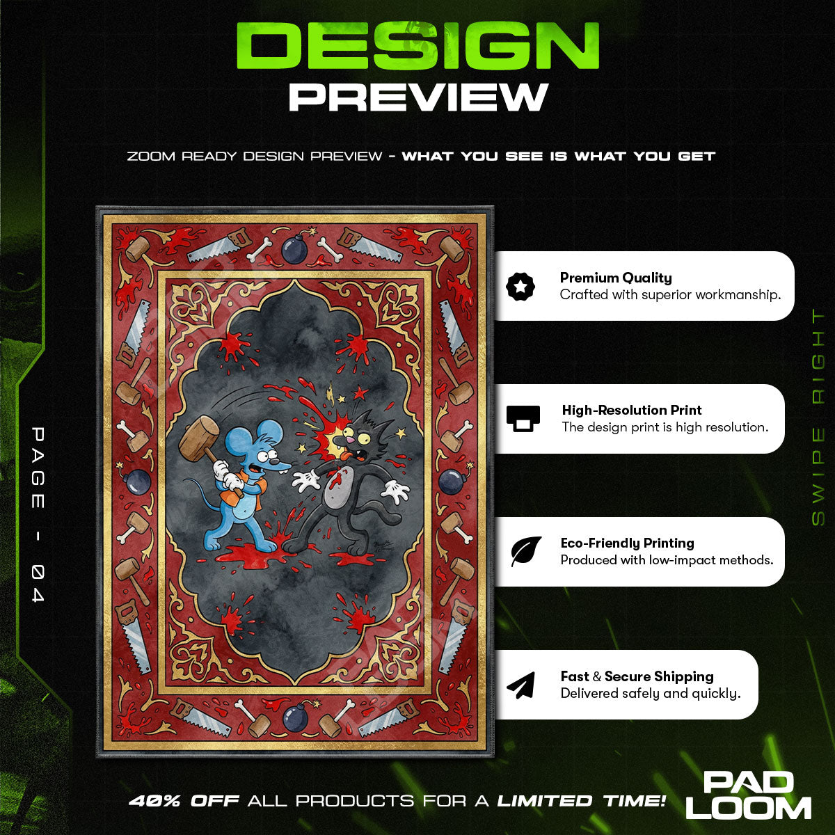Room character design printed on rug