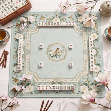 Ivory Camellia Mahjong Mat – neoprene mah jongg table mat